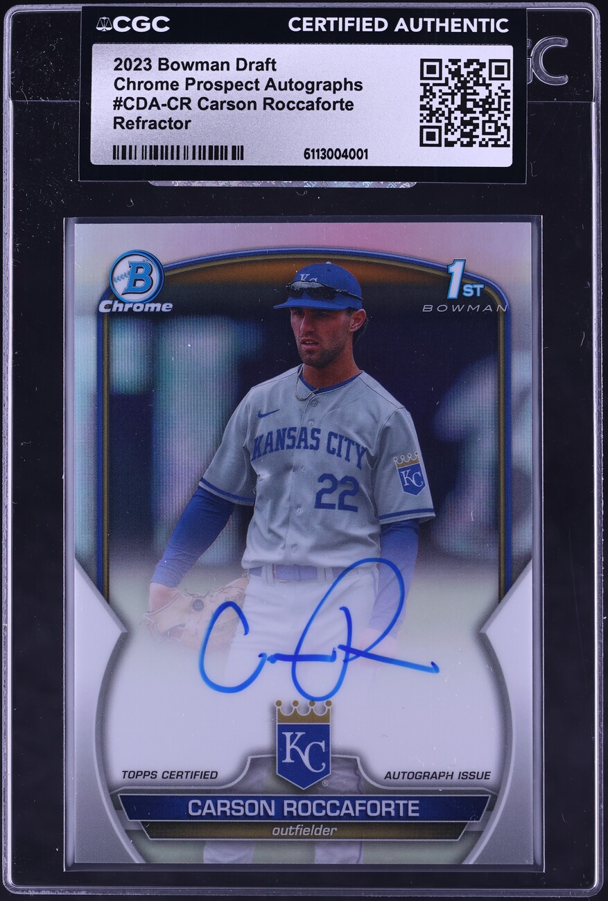 2023 Bowman Chrome Draft Refractor Carson Roccaforte PROSPECT AUTO /499 #CDA-CR CGC AUTH