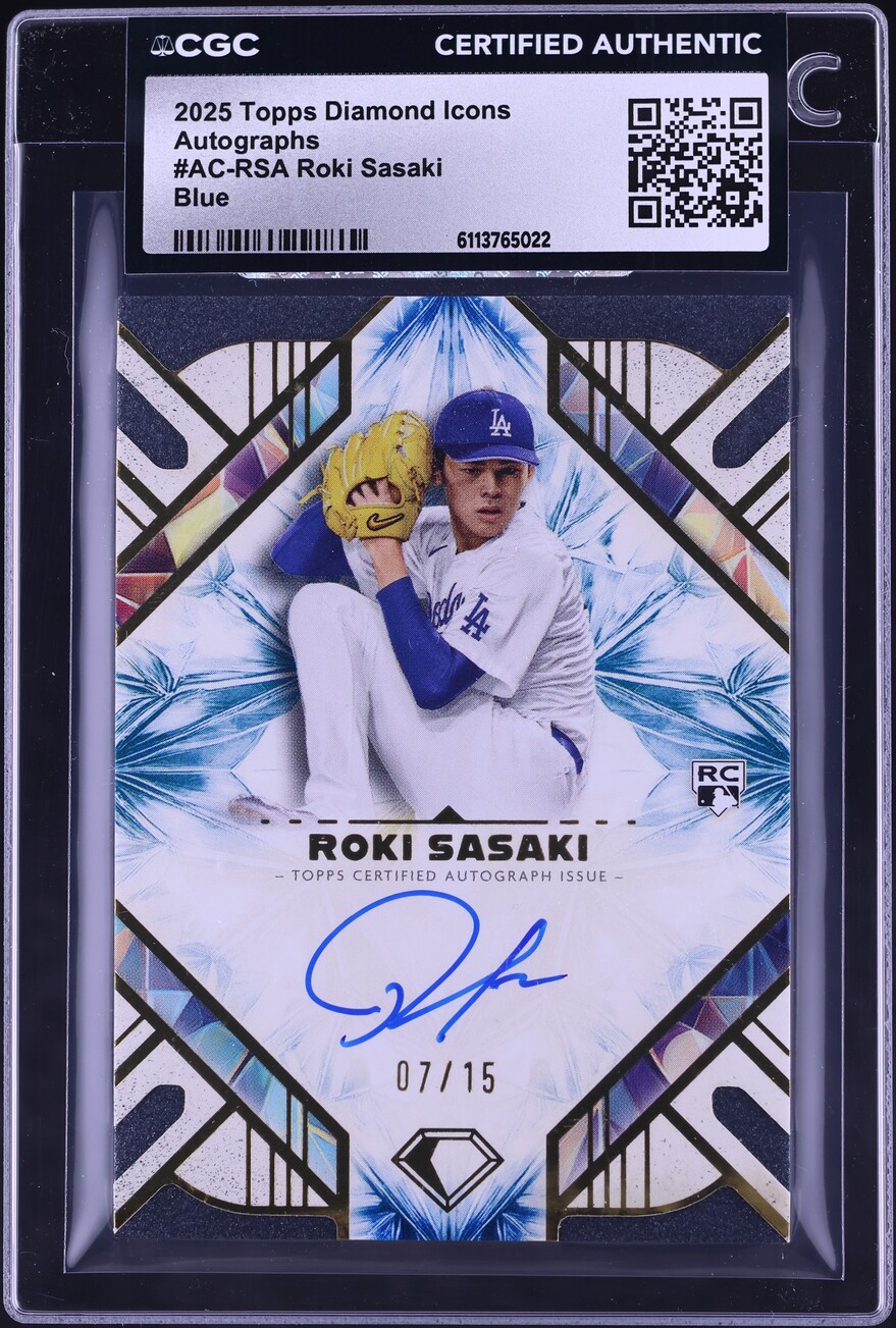 2025 Topps Diamond Icons Blue Roki Sasaki ROOKIE AUTO /15 #AC-RSA CGC AUTH