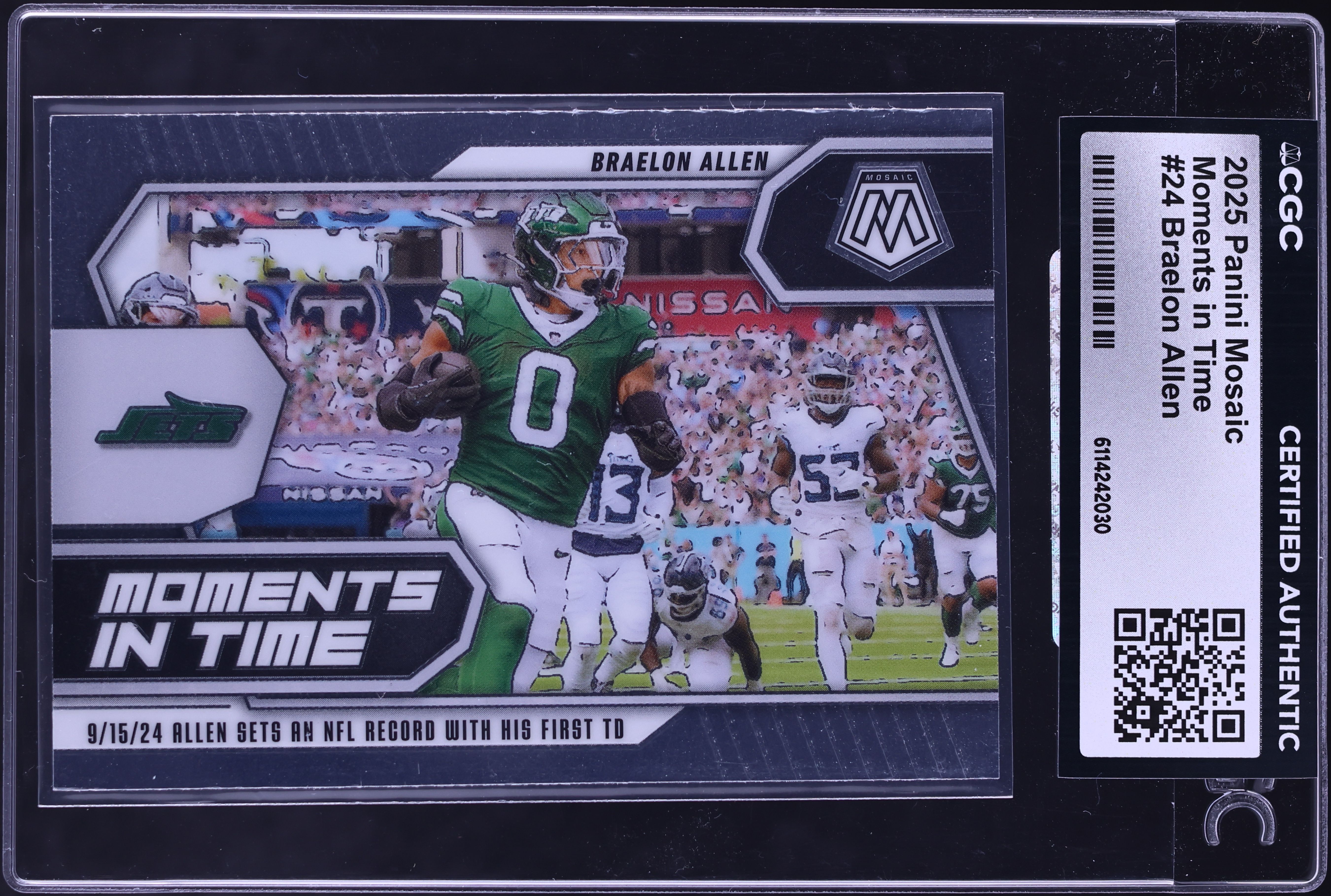 2025 Panini Mosaic Football Braelon Allen #24 CGC AUTH