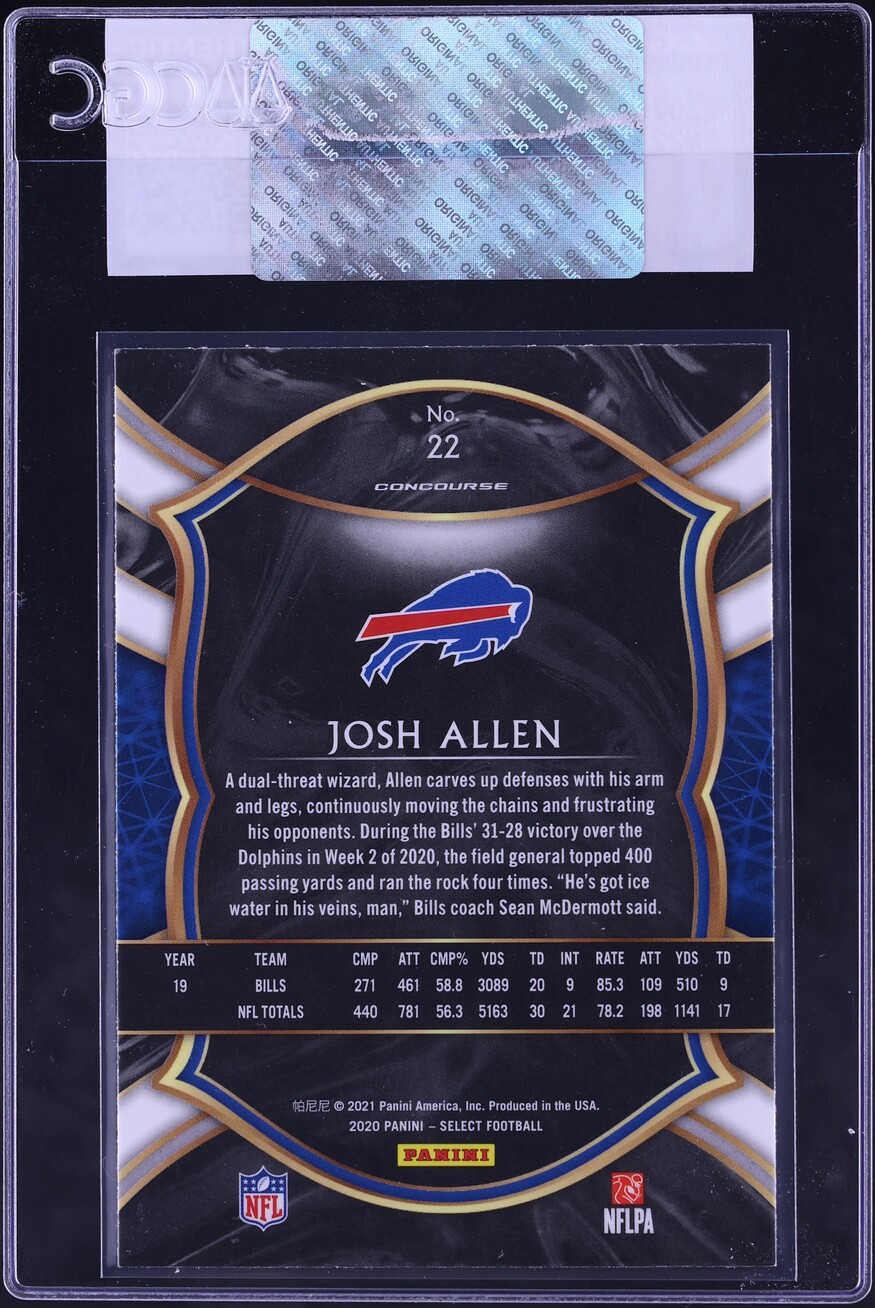 2020 Select Concourse Silver Prizm Josh Allen #22 CGC AUTH