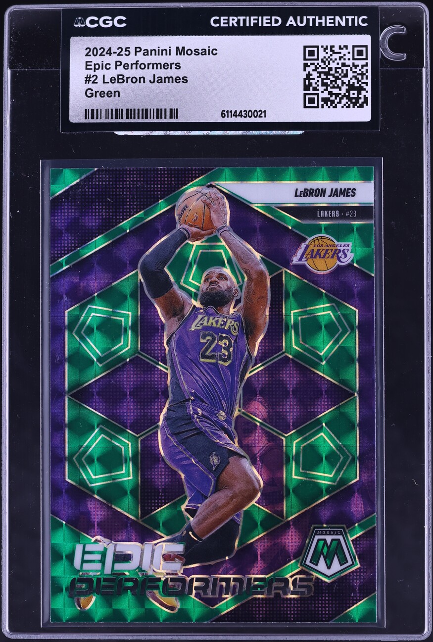2024 Panini Mosaic Epic Performers Green Prizm LeBron James #2 CGC AUTH