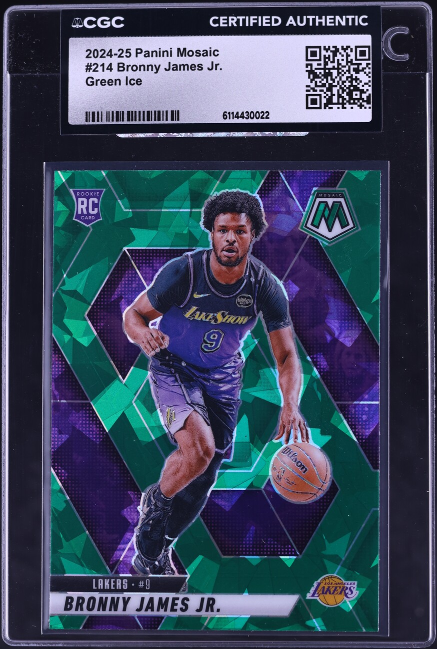 2024 Panini Mosaic Green Ice Prizm Bronny James Jr. ROOKIE #214 CGC AUTH
