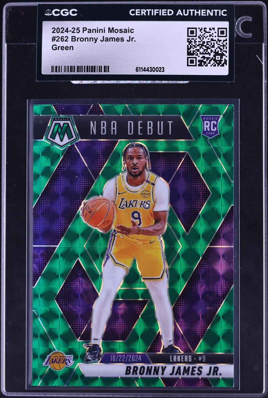 2024 Panini Mosaic Green Prizm Bronny James Jr. ROOKIE #262 CGC AUTH
