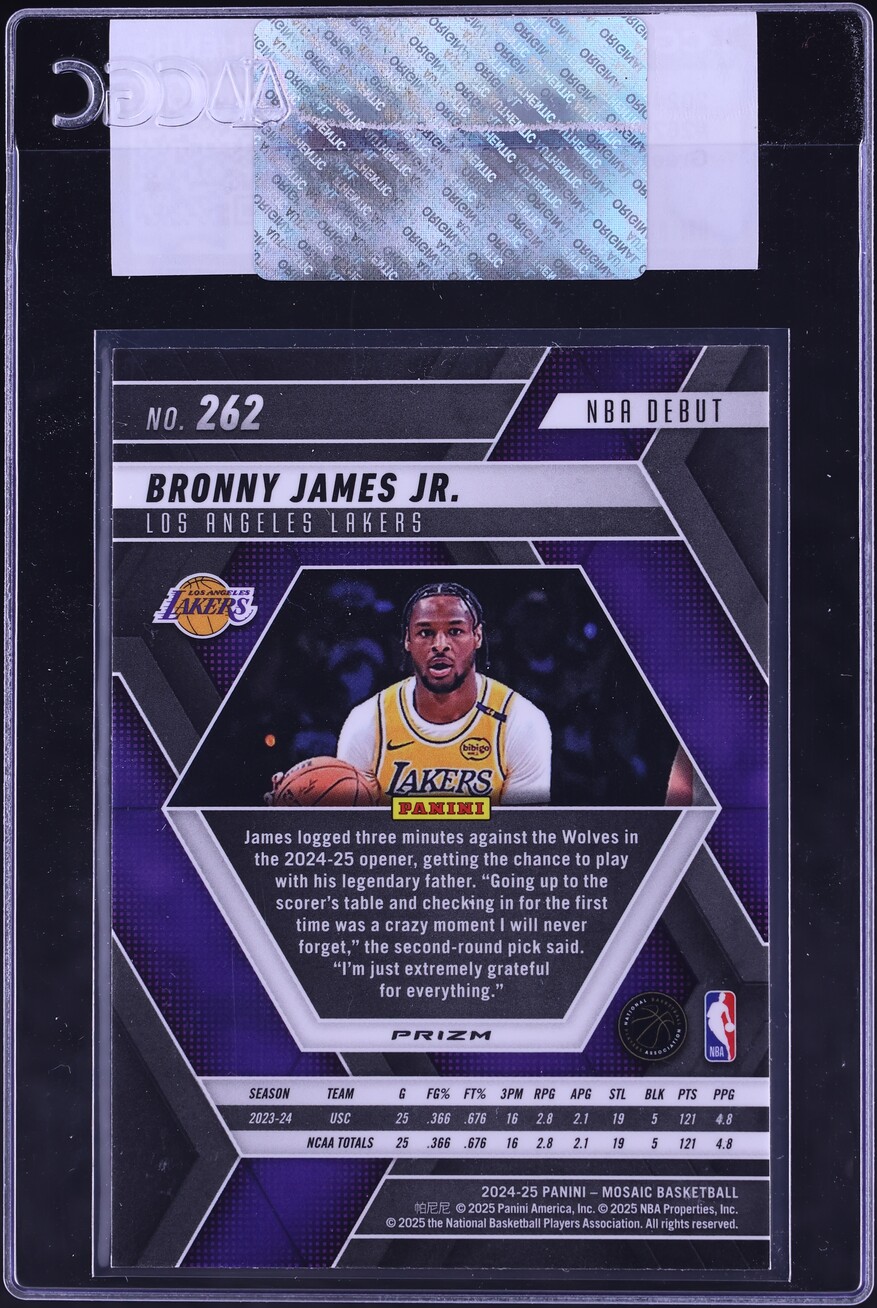 2024 Panini Mosaic Green Prizm Bronny James Jr. ROOKIE #262 CGC AUTH