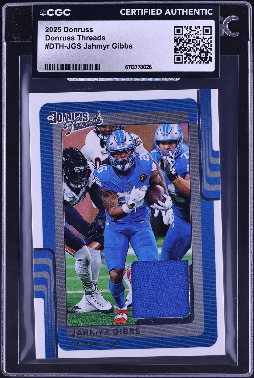 2025 Donruss Threads Jahmyr Gibbs PATCH #DTH-JGS CGC AUTH