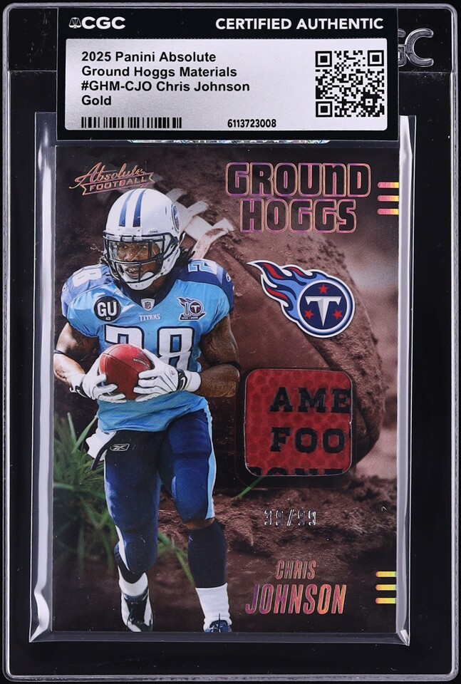 2025 Absolute Ground Hoggs Gold Chris Johnson RELIC /99 #GHM-CJO CGC AUTH