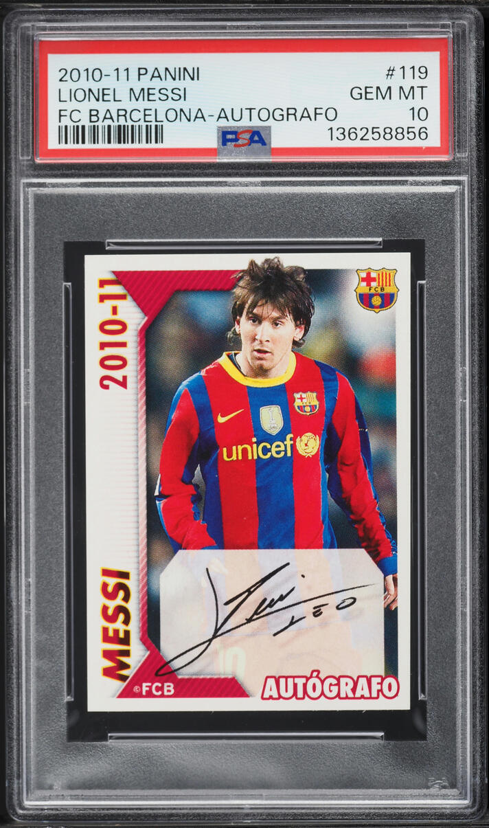 2010 Panini FC Barcelona Autografo Lionel Messi #119 PSA 10 GEM MINT