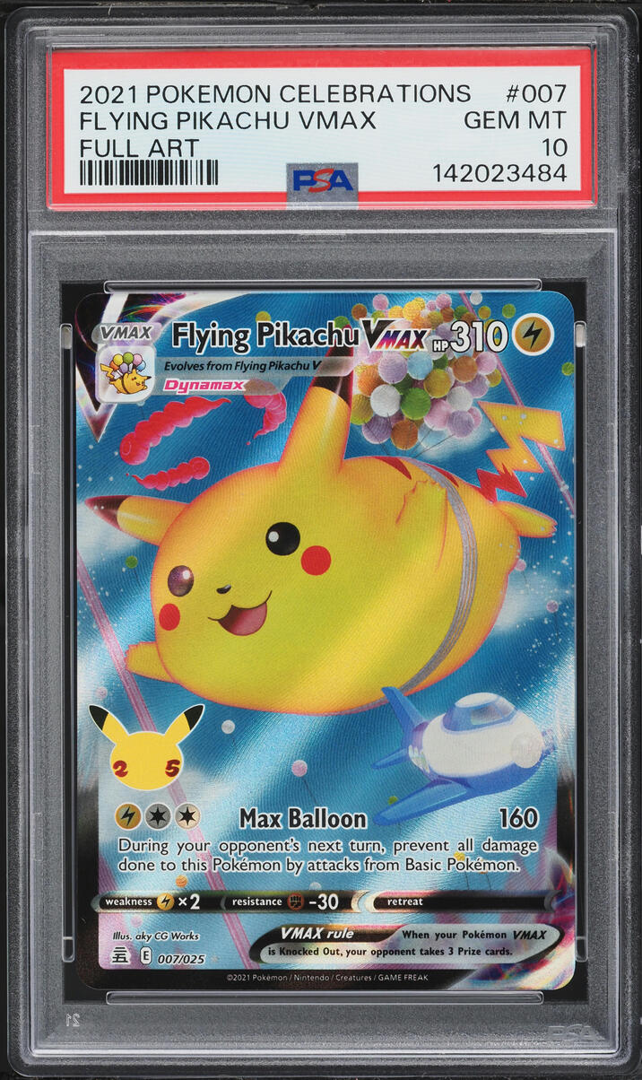 pokemon flying pikachu card V - 006/025 sharp focus and full original gloss Flying Pikachu VMAX - S8a: