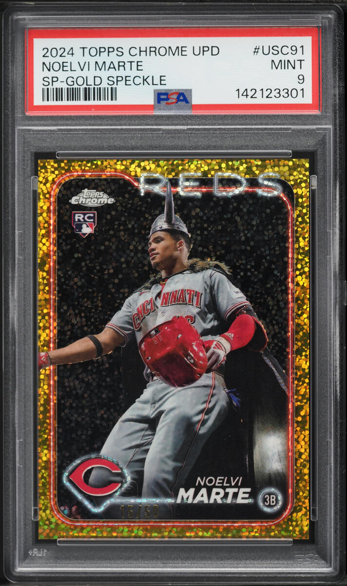 2024 Topps Chrome Update Gold Speckle Noelvi Marte SP ROOKIE /50 #USC91 PSA 9 MINT