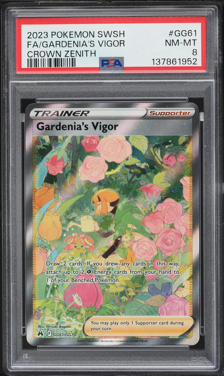 2023 Pokemon Sword & Shield Crown Zenith Full Art Gardenia's Vigor #GG61 PSA 8 NM-MT