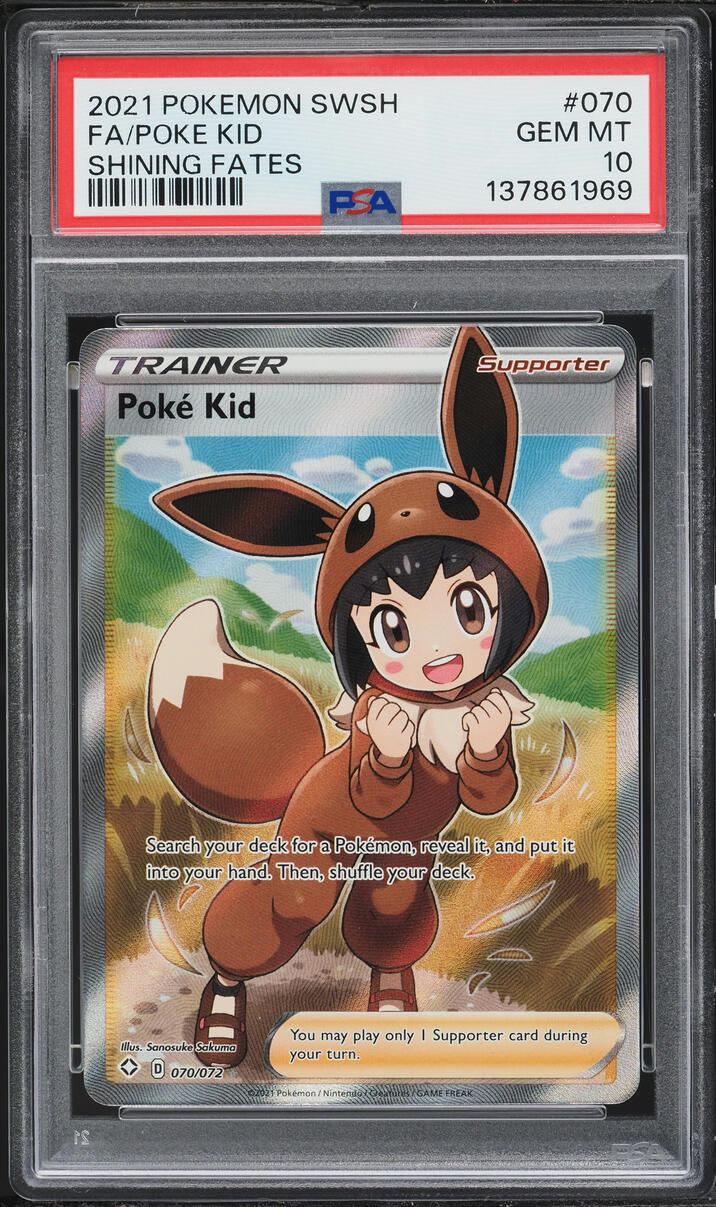2021 Pokemon Sword & Shield Shining Fates Full Art Poke Kid #70 PSA 10 GEM MINT