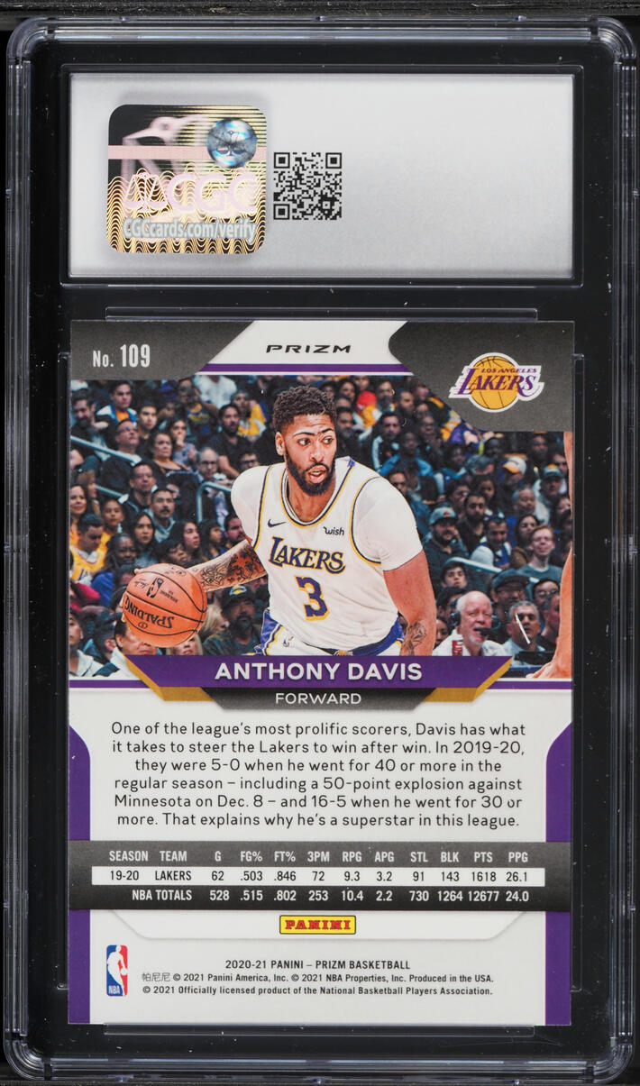 2020 Panini Prizm Green Anthony Davis #109 CGC 10 GEM MINT on