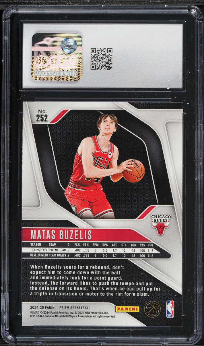2024 Panini Prizm Matas Buzelis ROOKIE #252 CGC 10 GEM MINT