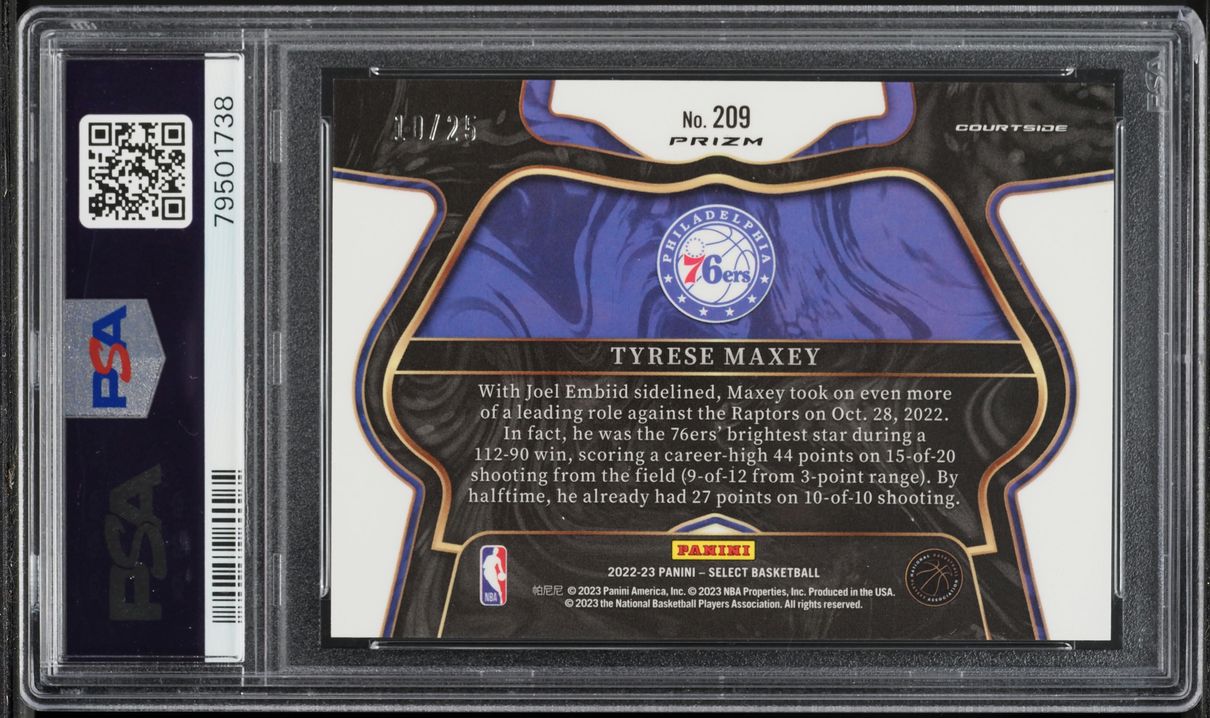 2022 Select Courtside Tie-Dye Tyrese Maxey /25 #209 PSA 10 GEM MINT