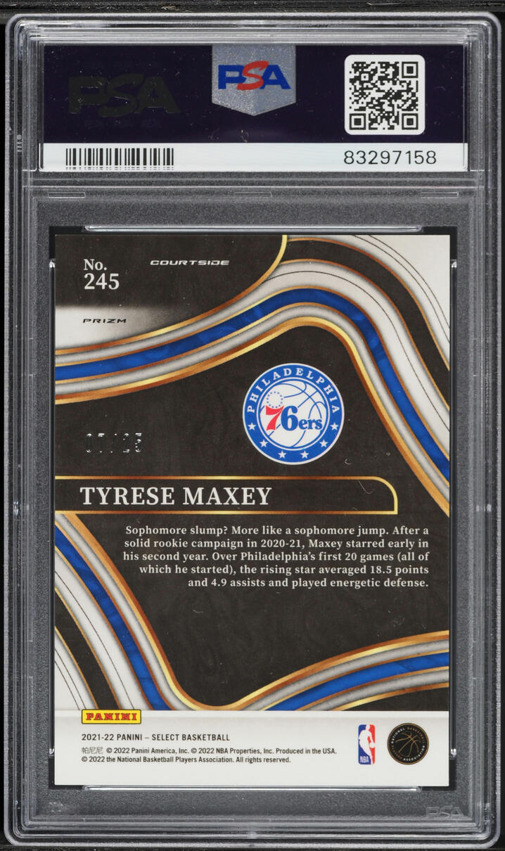 2021 Select Courtside Tie-Dye Prizm Tyrese Maxey /25 #245 PSA 10 GEM MINT