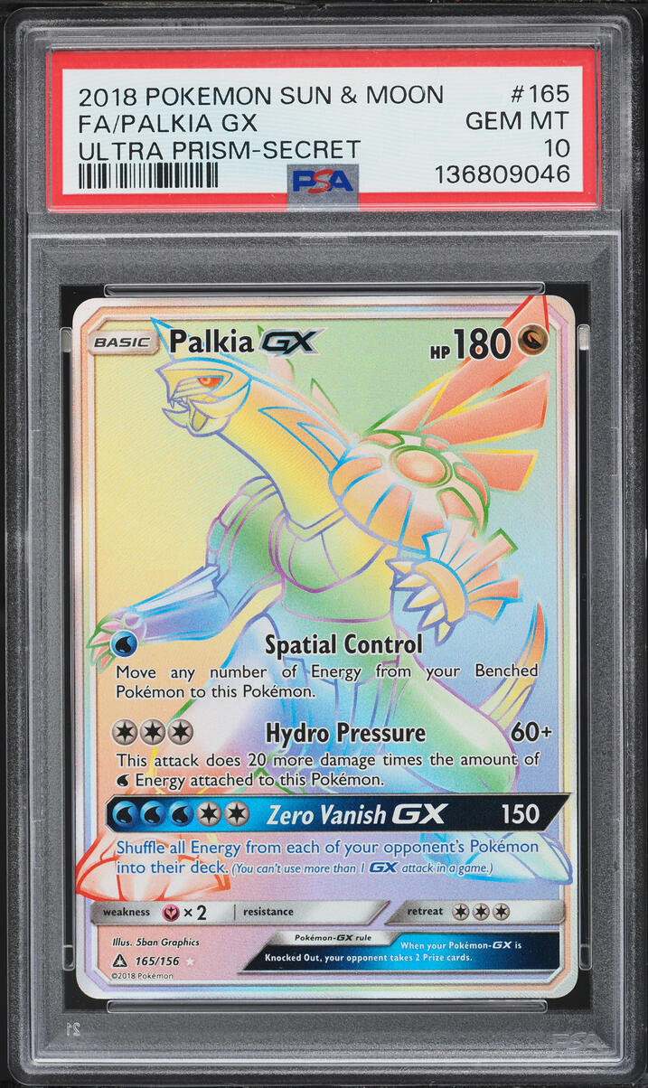 2018 Pokemon Sun & Moon Ultra Prism Rainbow Rare Palkia GX #165 PSA 10 GEM MINT