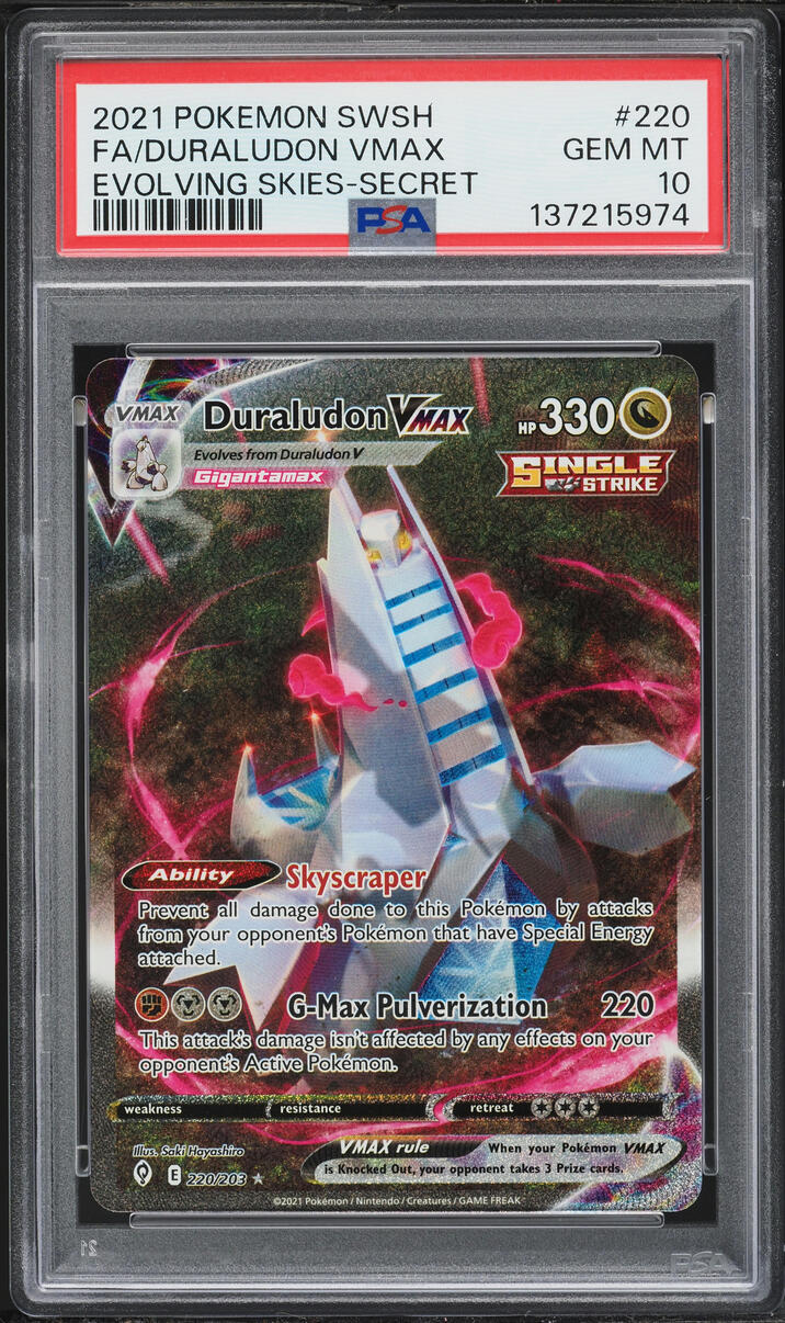 2021 Pokemon Sword & Shield Evolving Skies Full Art Duraludon VMAX #220 PSA 10 GEM MINT