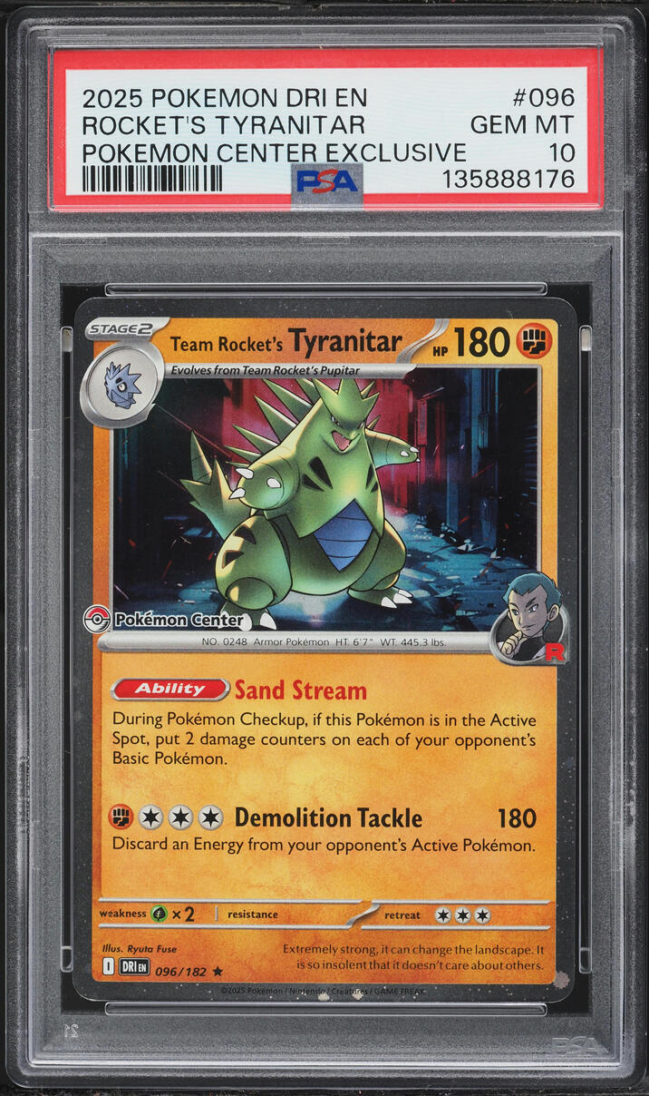 2025 Pokemon Scarlet & Violet Destined Rivals Team Rocket's Tyranitar #96 PSA 10 GEM MINT