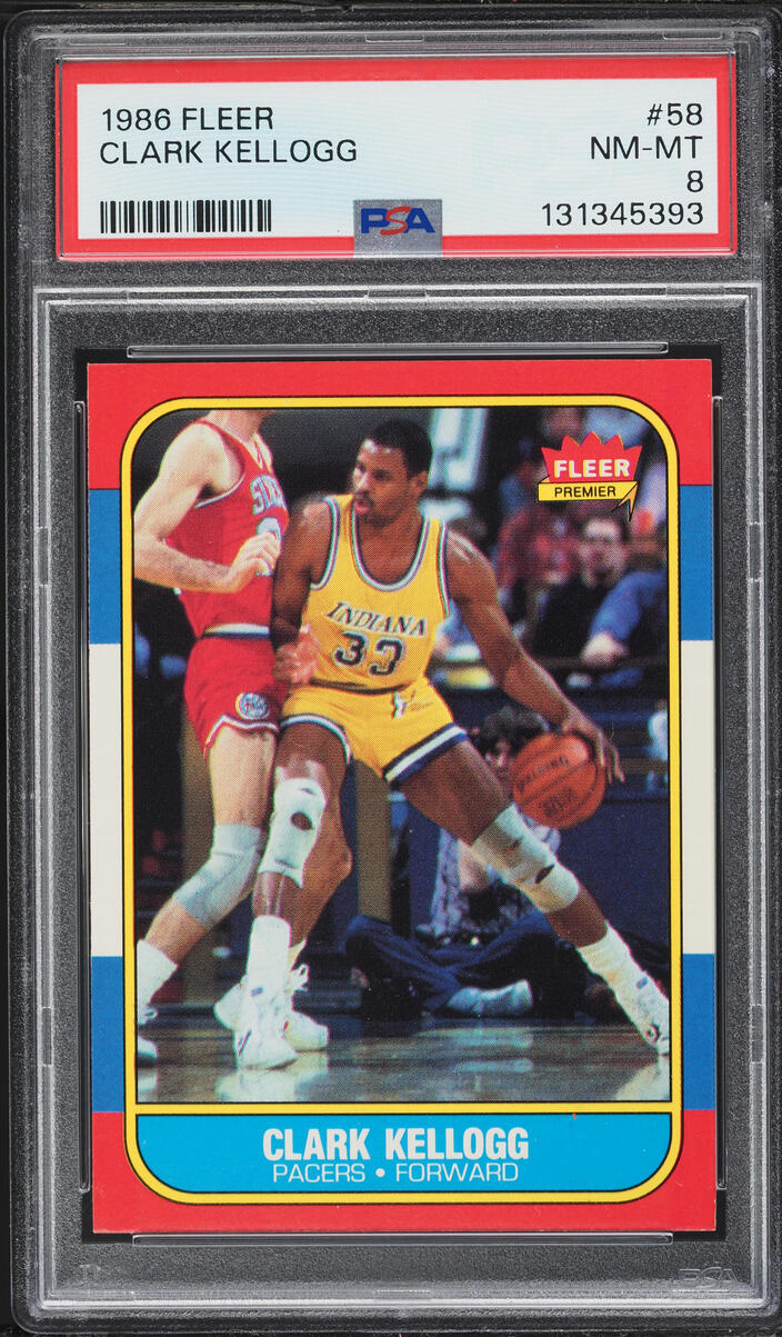 1986 Fleer Basketball Clark Kellogg #58 PSA 8 NM-MT