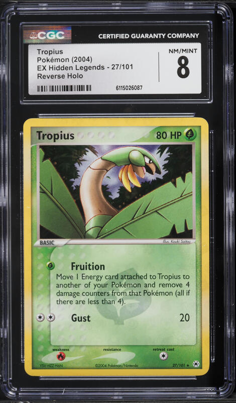 2004 Pokemon EX Hidden Legends Reverse Holo Tropius #27 CGC 8 NM-MT