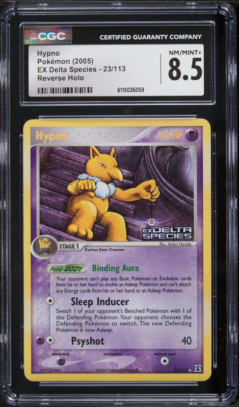 2005 Pokemon EX Delta Species Reverse Holo Hypno #23 CGC 8.5 NM-MT+