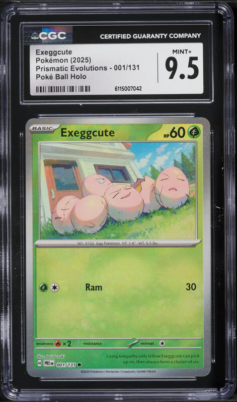 2025 Pokemon Prismatic Evolutions Poke Ball Holo Exeggcute #001 CGC 9.5 MINT+