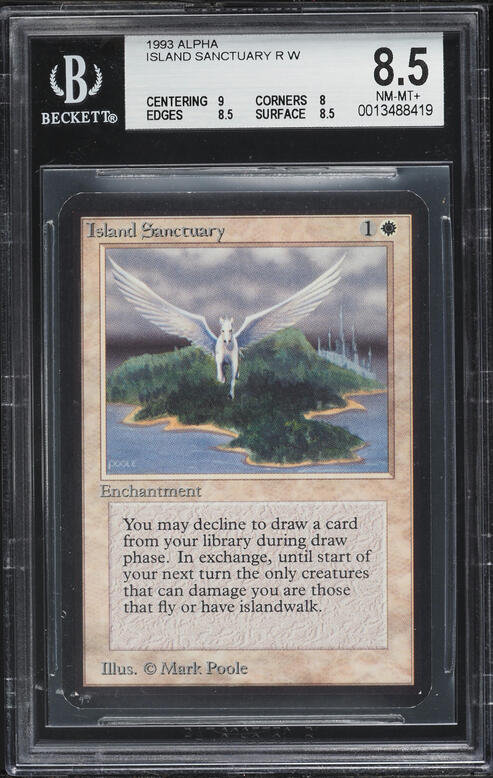 1993 Magic The Gathering MTG Alpha Island Sanctuary PSA 8 NM-MT on