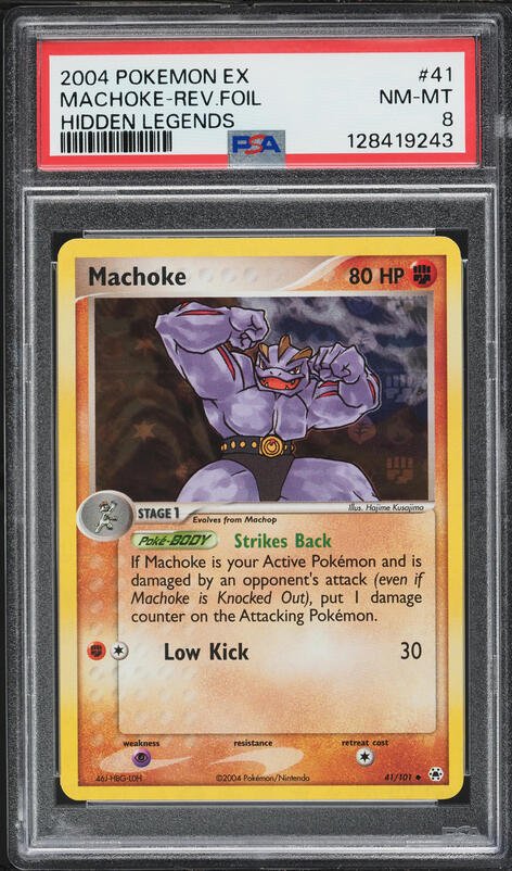 2004 Pokemon EX Hidden Legends Reverse Holo Machoke #41 PSA 8 NM-MT