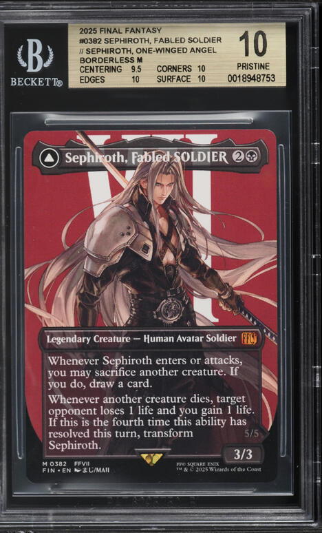 2025 MTG Final Fantasy Borderless Foil Sephiroth Fabled Soldier One-Winged Angel #0382 BGS 9.5 on Fanatics Collect 2025 MTG Final Fantasy Borderless Foil Sephiroth Fabled Soldier One-Winged Angel #0382 BGS 9.5 on Fanatics Collect