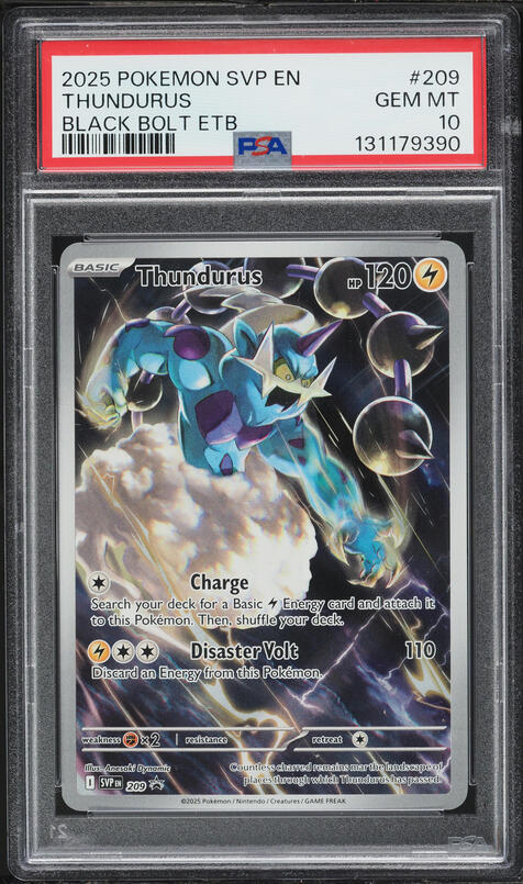 2025 Pokemon Scarlet & Violet Promo Black Bolt ETB Full Art Thundurus #209 PSA 10 GEM MINT