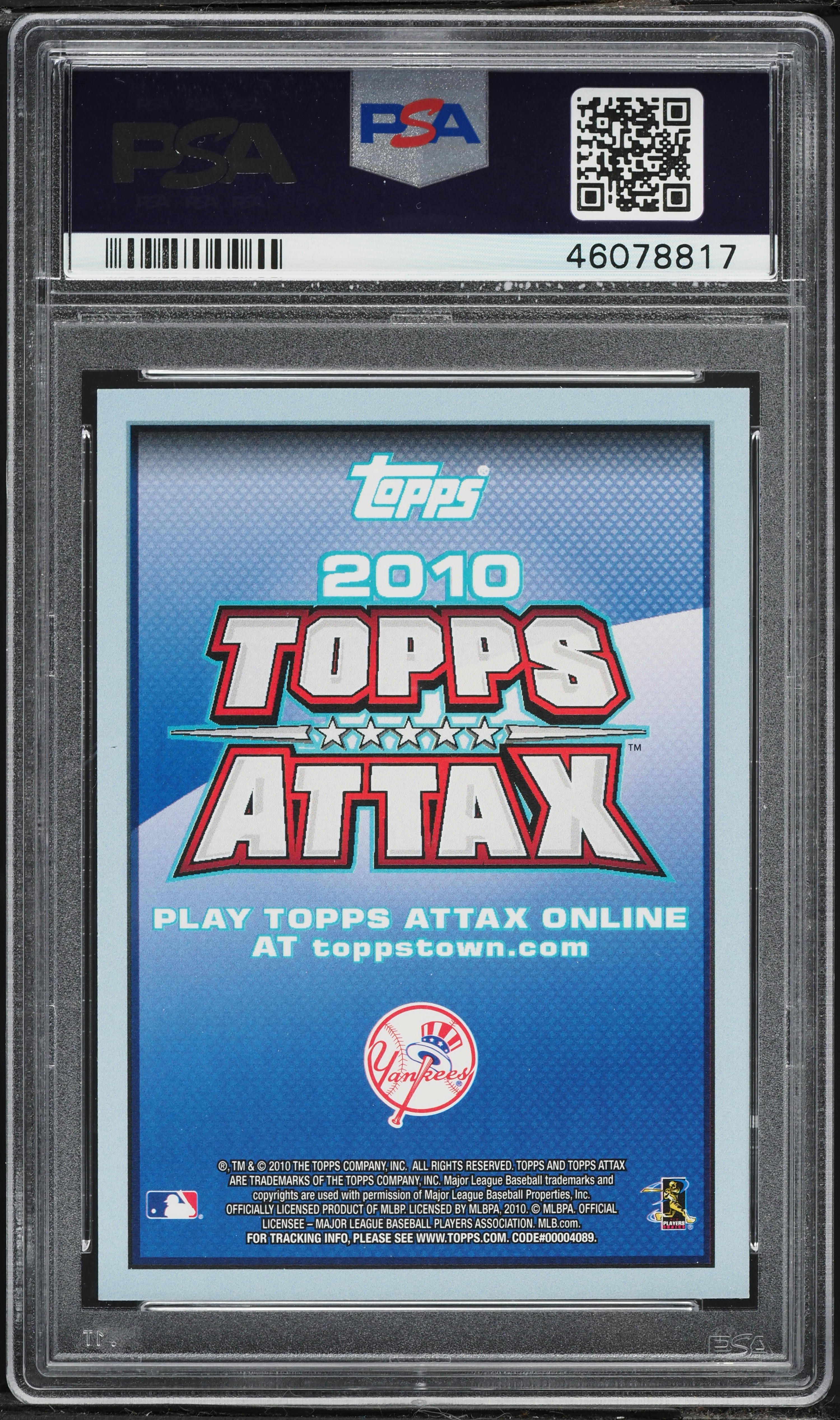 2010 Topps Attax Code Card Alex Rodriguez PSA 10 GEM MINT on