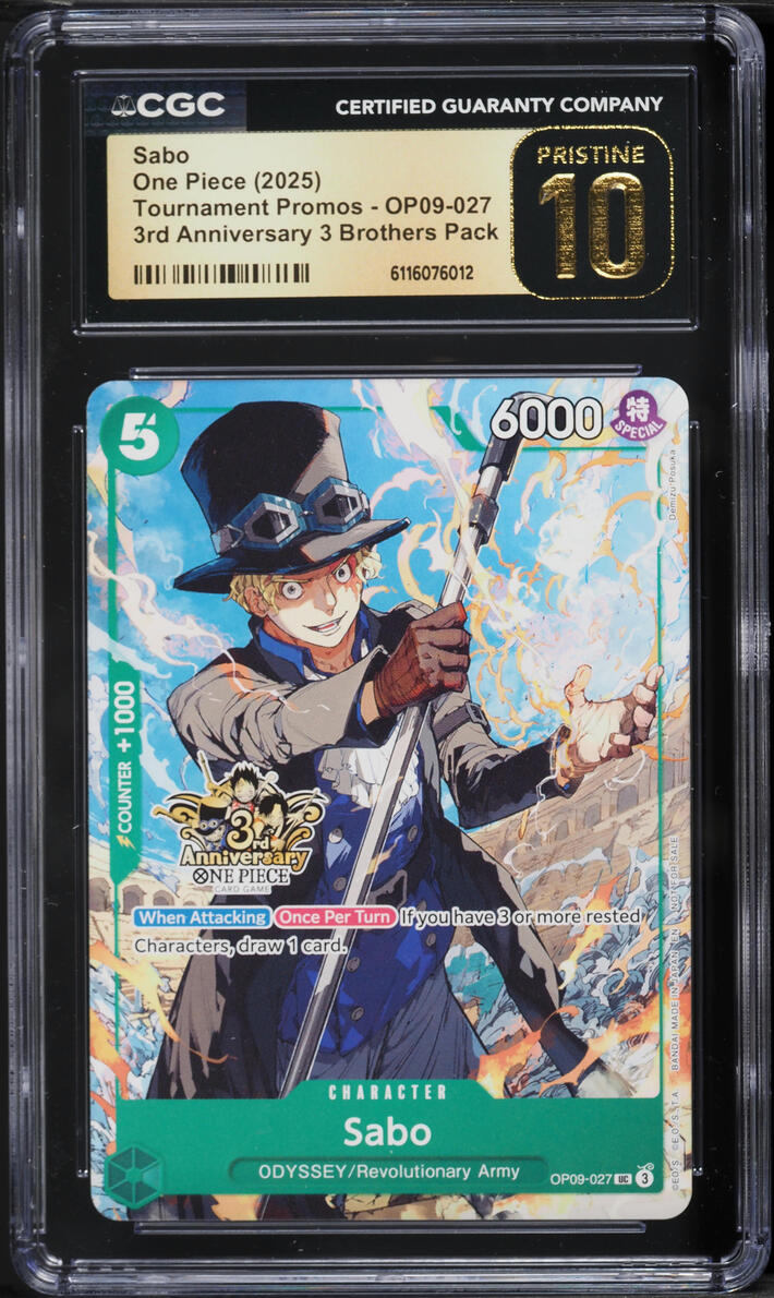 2025 One Piece Tournament Promo 3rd Anniversary 3 Brothers Pack Sabo #OP09-027 CGC 10 PRISTINE