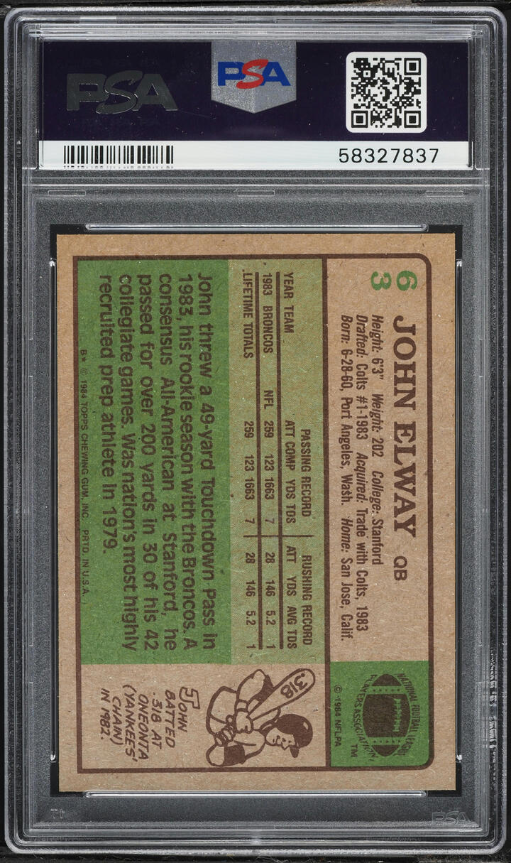 1984 Topps Football John Elway ROOKIE #63 PSA 9 MINT