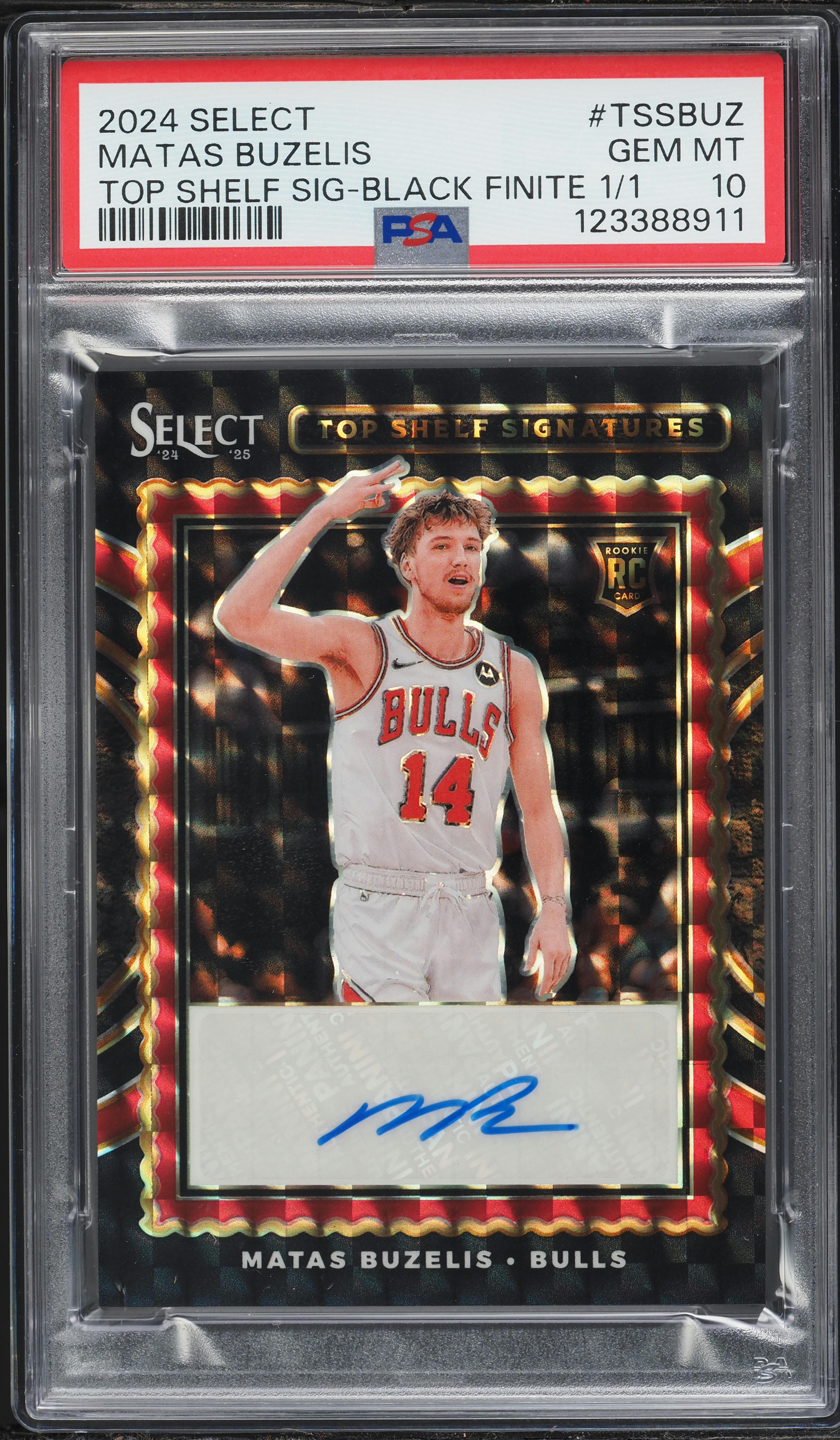 2024 Select Top Shelf Black Finite Matas Buzelis ROOKIE AUTO 1/1