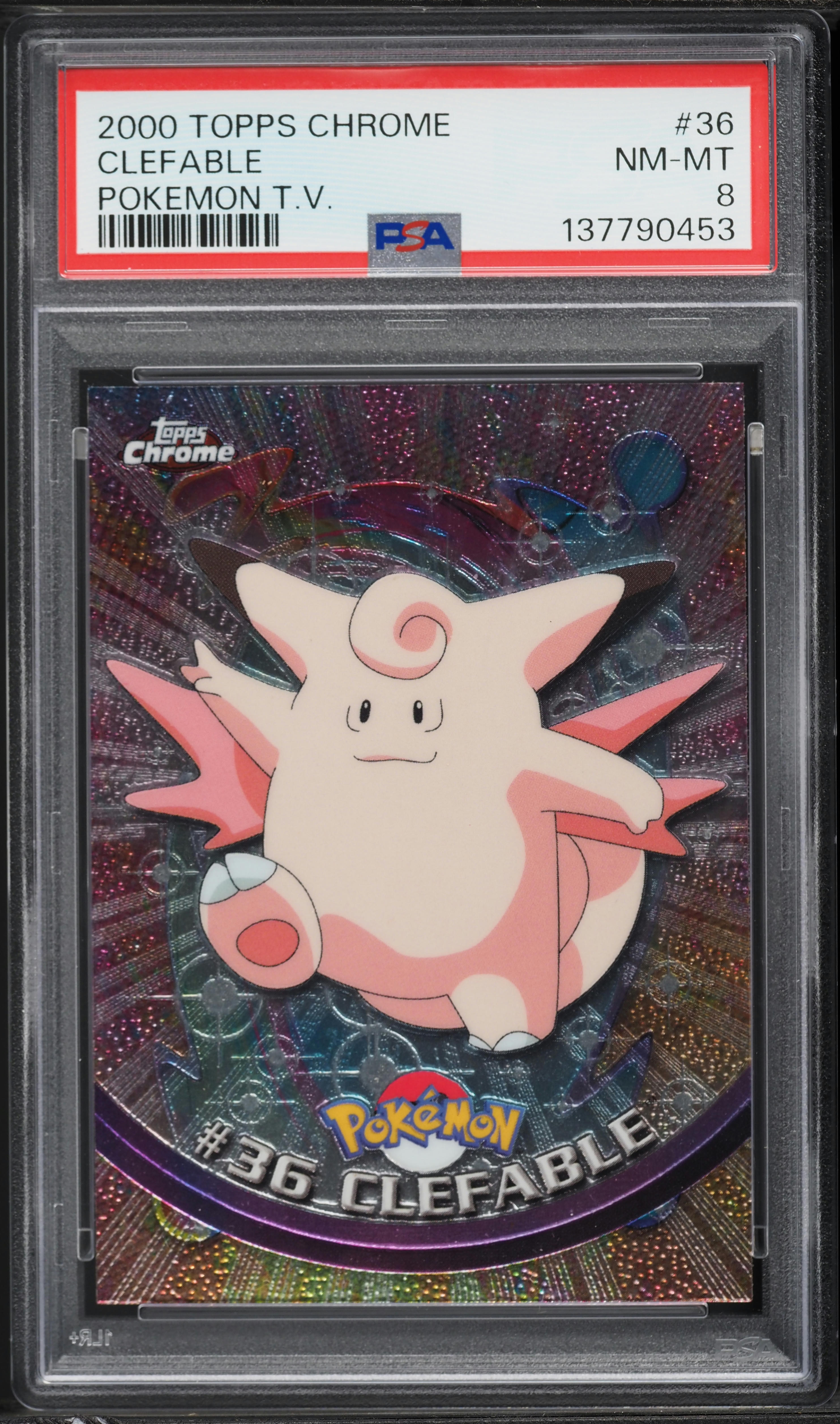 2000 Pokemon Topps Chrome Series 1 Clefable #36 PSA 8 NM-MT on
