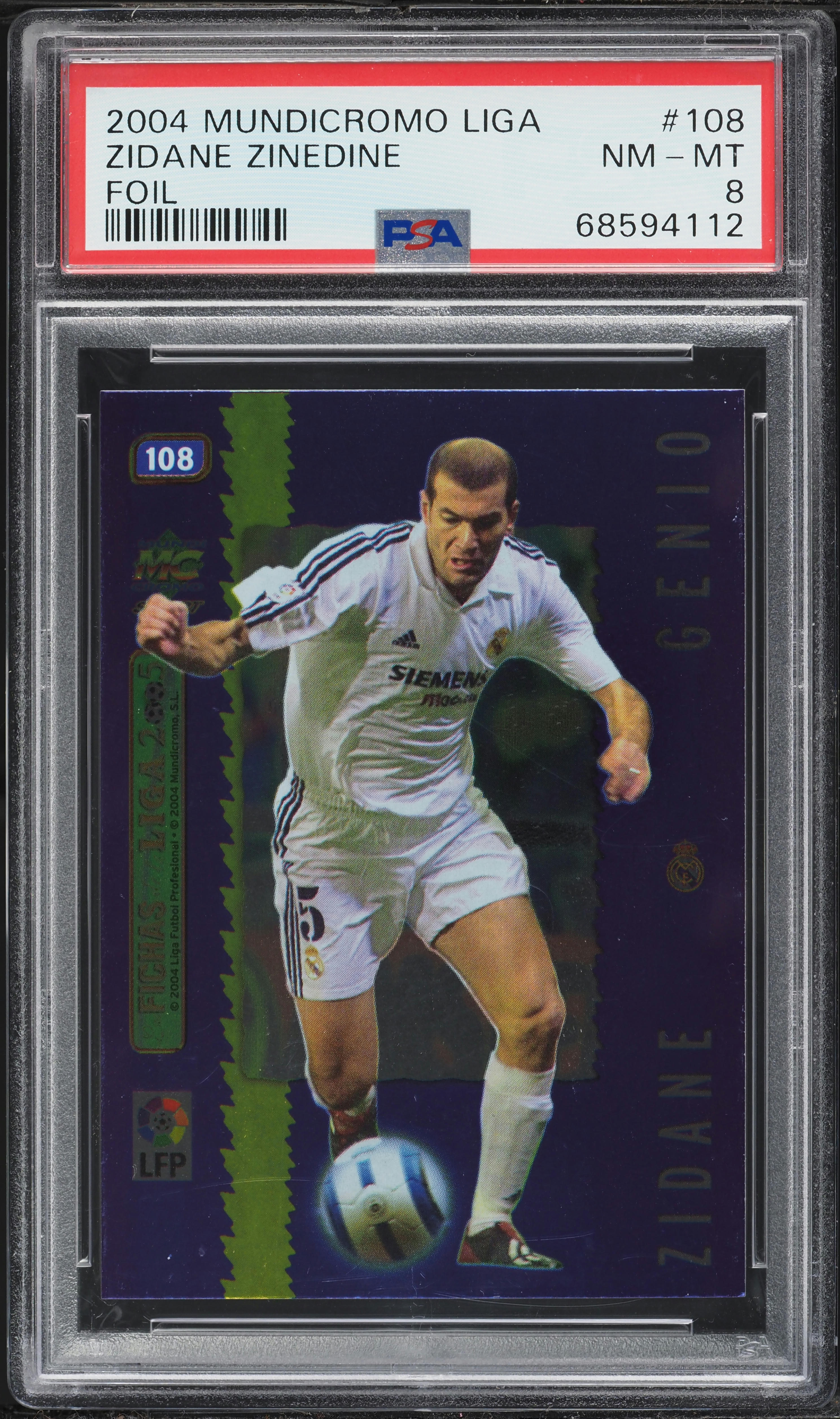 Carte Collection La Liga 2003 Zinedine Zidane Real Madrid #26 - Gradée PSA 6
