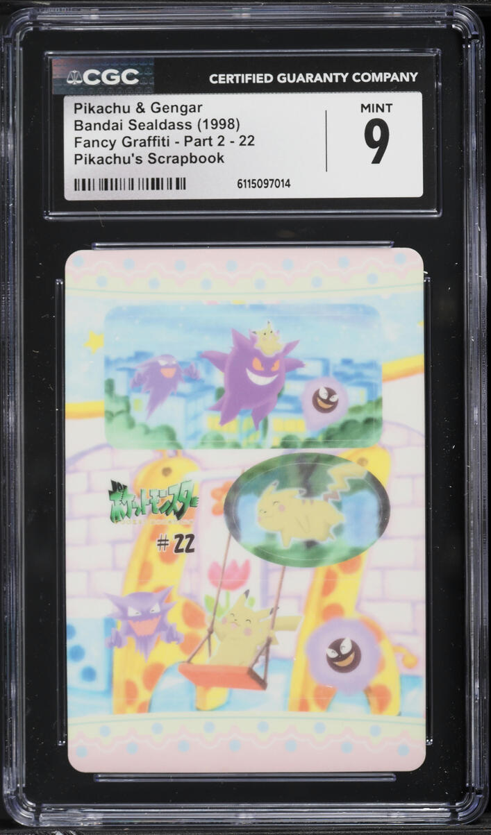 1998 Pokemon Japanese Bandai Sealdass Fancy Graffiti Pt. 2 Pikachu's Scrapbook Gengar #22 CGC 9