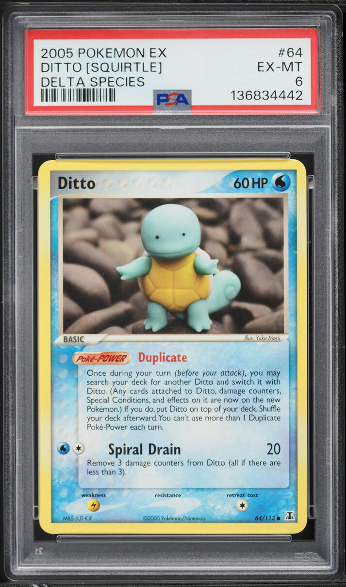 2005 Pokemon EX Delta Species Ditto Squirtle #64 PSA 6 EXMT