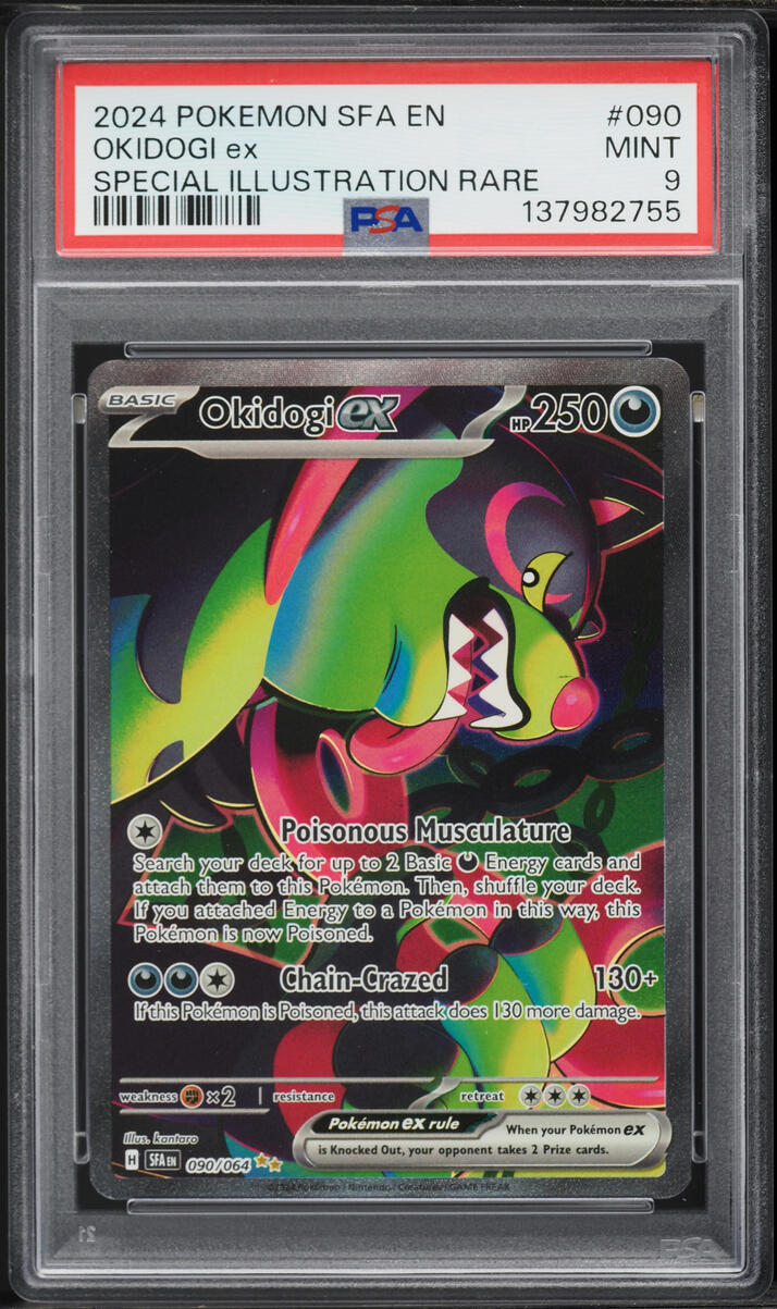 2024 Pokemon Scarlet & Violet Shrouded Fable SIR Okidogi EX #90 PSA 9 MINT