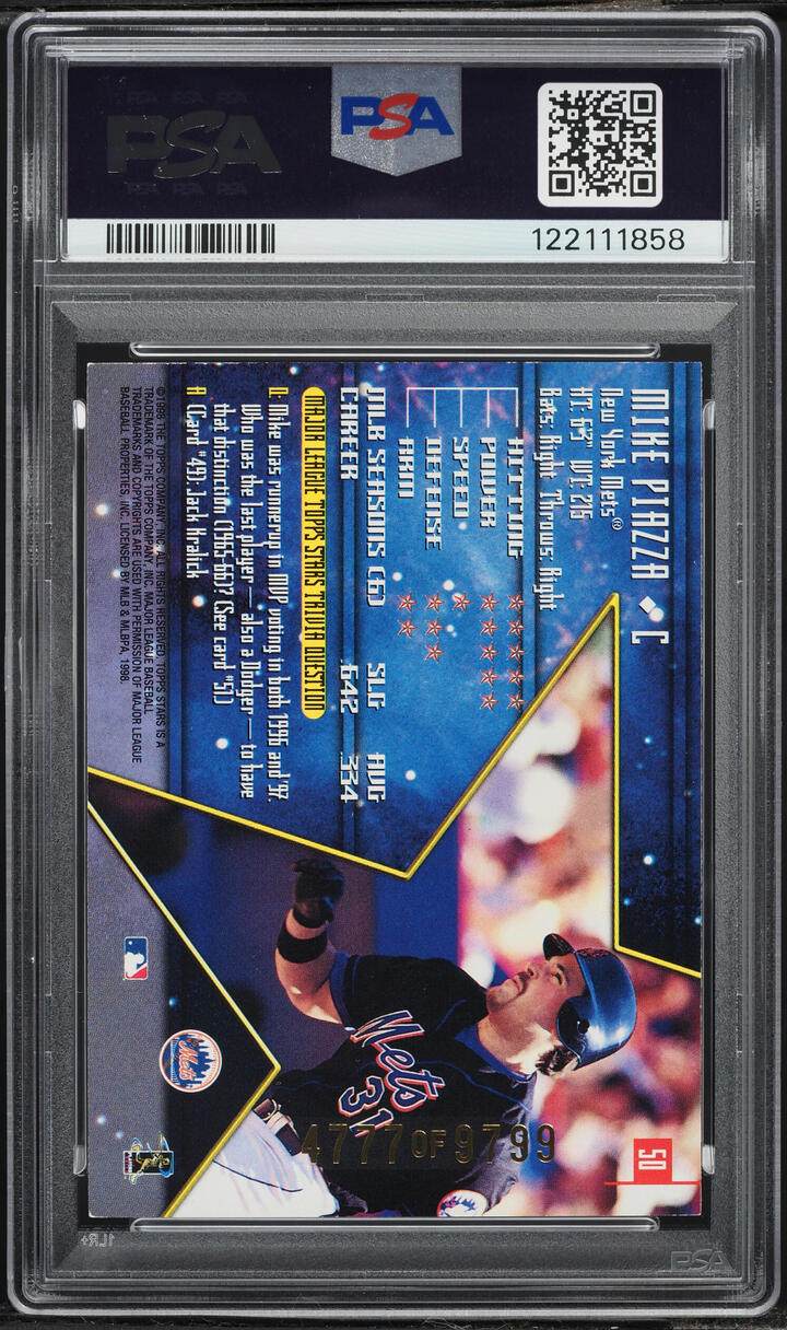 1998 Topps Stars Mike Piazza /9799 #50 PSA 8 NM-MT