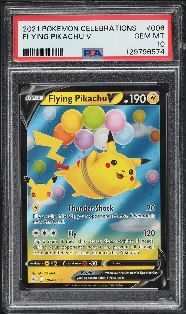 2021 Pokemon Sword & Shield Celebrations Full Art Flying Pikachu V #6 PSA 10 GEM MINT