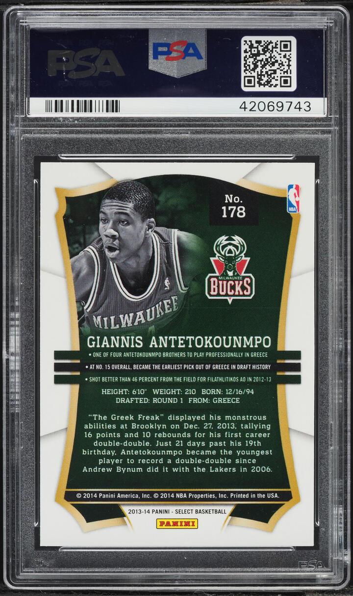 2013 Select Basketball Giannis Antetokounmpo ROOKIE #178 PSA 10