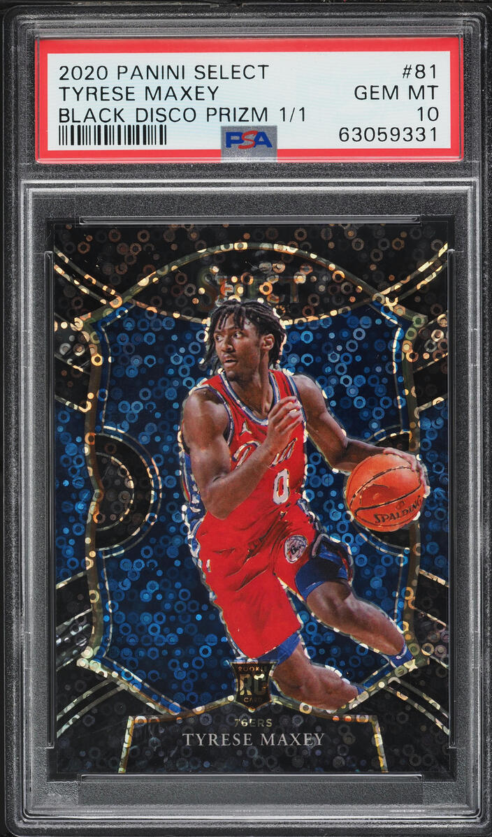 2020 Select Concourse Black Disco Prizm Tyrese Maxey ROOKIE 1/1 #81 PSA 10 GEM MINT