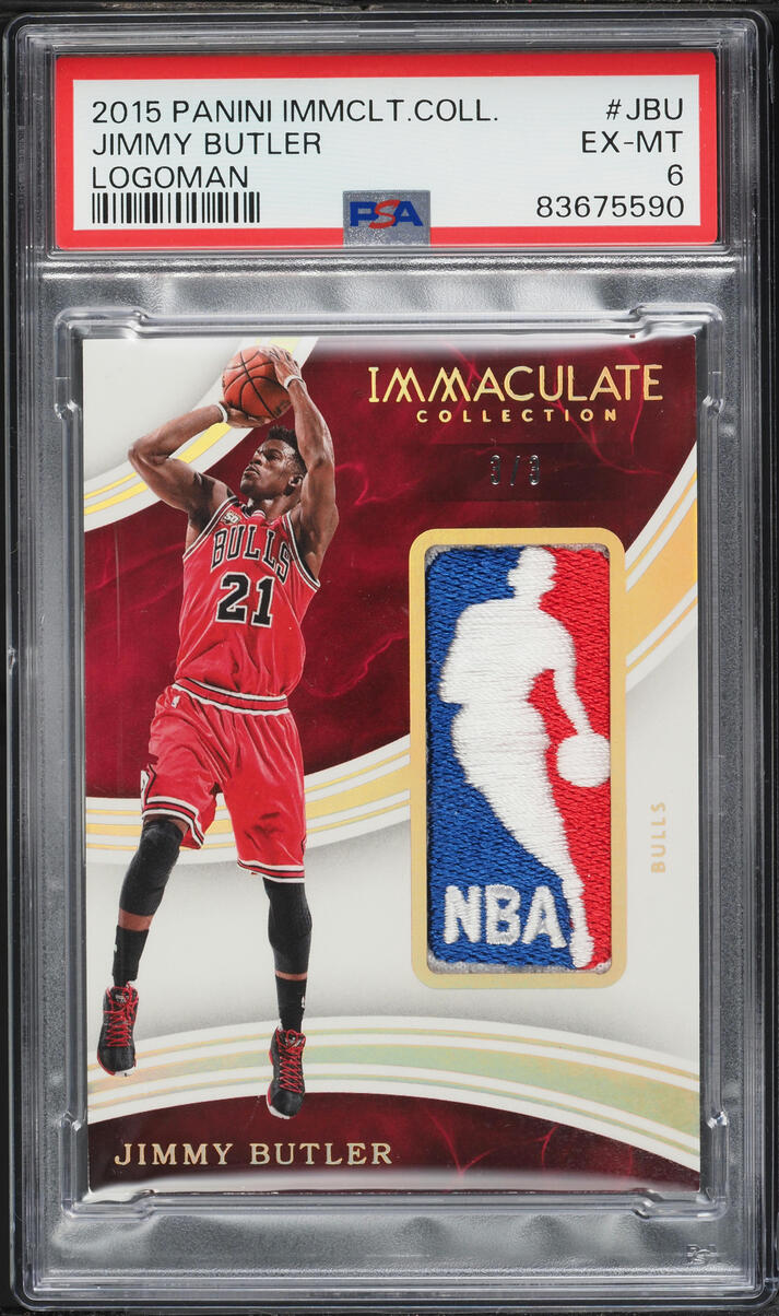 2015 Immaculate Collection Jimmy Butler LOGOMAN PATCH 3/3 #LM-JBU PSA 6 EXMT