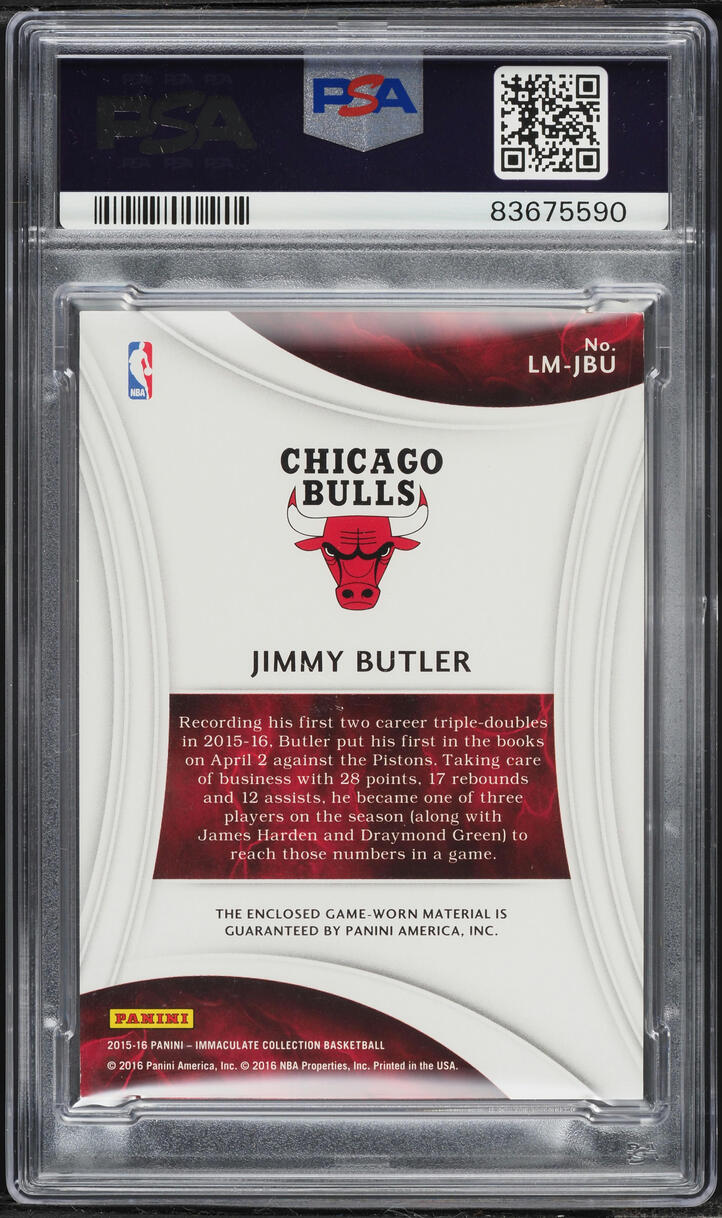 2015 Immaculate Collection Jimmy Butler LOGOMAN PATCH 3/3 #LM-JBU PSA 6 EXMT