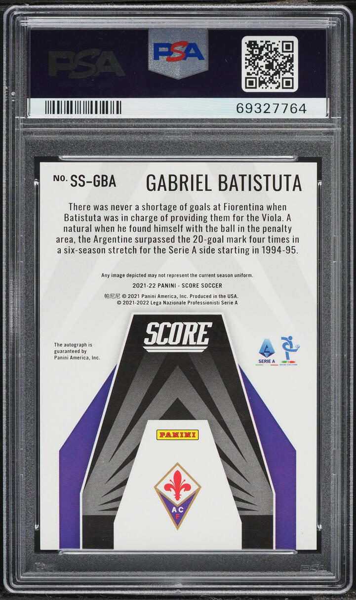 2021 Panini Score Serie A Score Signatures Gabriel Batistuta AUTO /25 #SSGBA PSA 10 GEM MINT