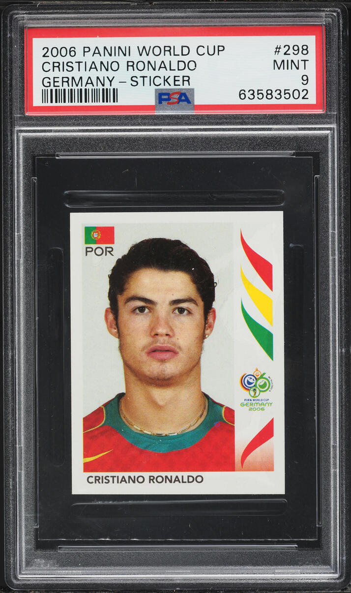 2006 Panini World Cup Germany Sticker Cristiano Ronaldo #298 PSA 9 MINT