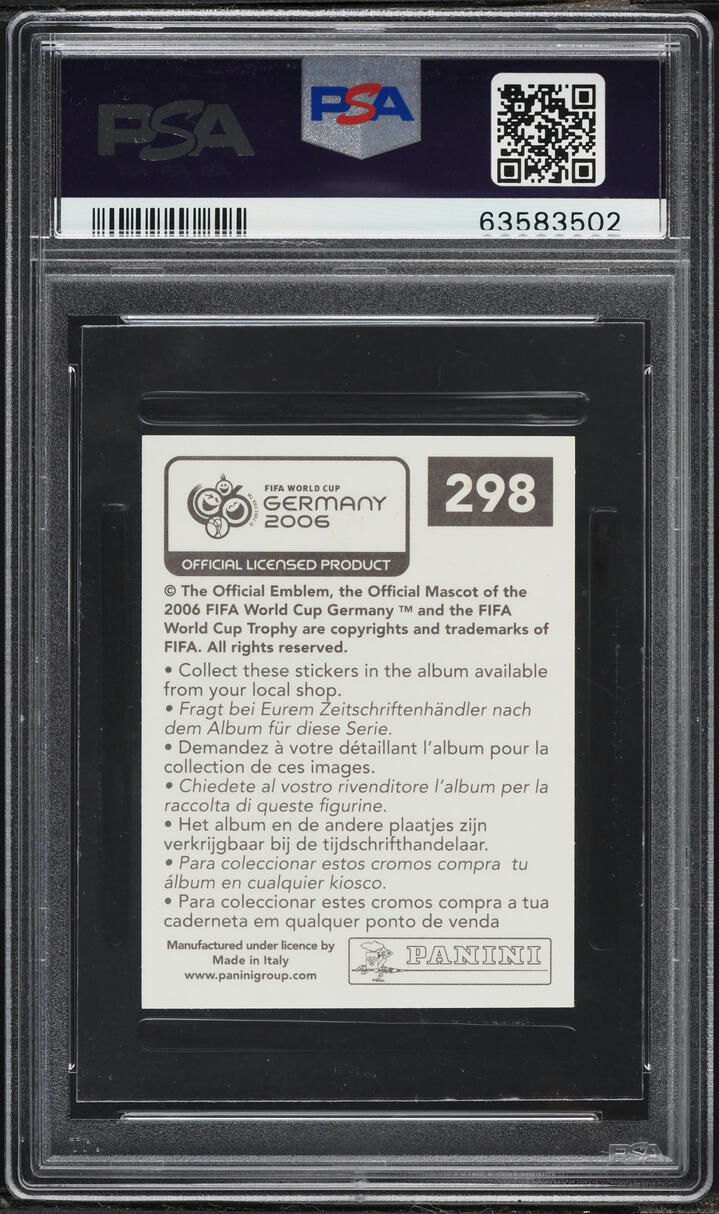 2006 Panini World Cup Germany Sticker Cristiano Ronaldo #298 PSA 9 MINT