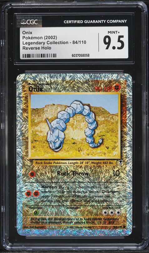 holographic onix card 2002 Pokemon Legendary Collection Reverse Holo #84 CGC 9.5 MINT+ on Fanatics Collect Onix 2004 EX: FireRed &