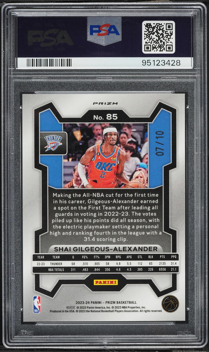 2023 Panini Prizm Gold Shimmer FOTL Shai Gilgeous-Alexander /10 #85 PSA 10 GEM MINT